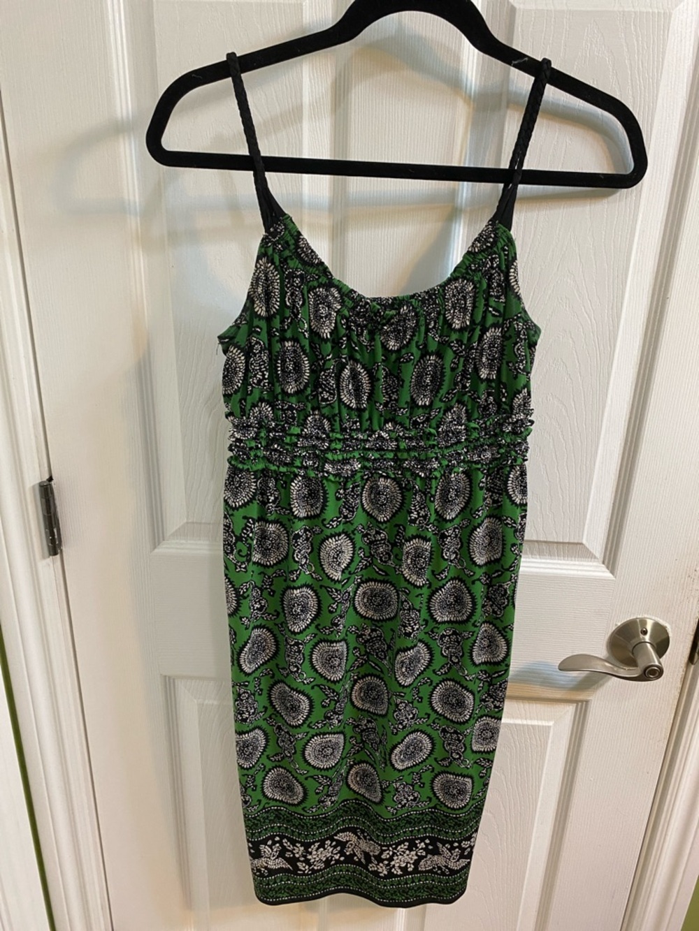 Max Studio Black Green Braided Strap Empire waist dress party Women’s Medium